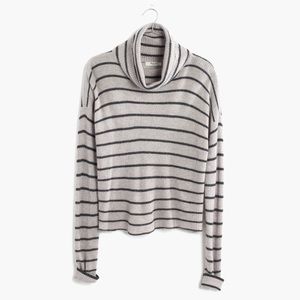 Madewell Striped Turtleneck Sweater (Gray)